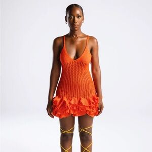 Hanifa Iggy Orange Mini Dress NWT